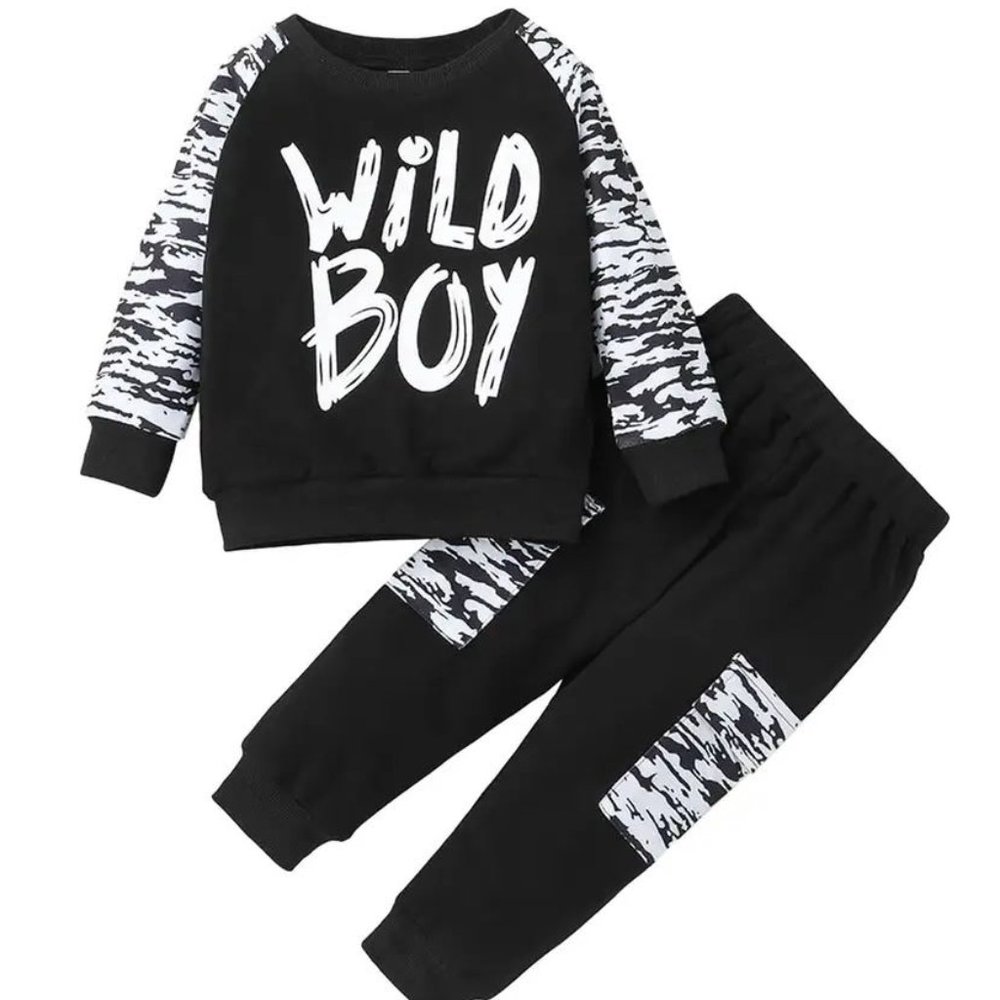NEW Boy's Black and White Wild Boy Outfit